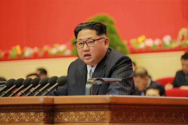 North Korean leader Kim Jong Un speaks during the Workers' Party Congress in Pyongyang