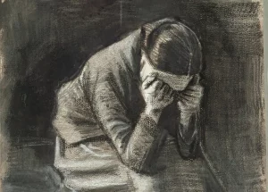 É especialmente preocupante que as taxas de suicídio mexicanas cresçam de forma alarmante nos grupos mais jovens. Ele tornou-se a quarta causa de morte entre pessoas de 19 a 29 anos. E aumenta especialmente entre as mulheres: na faixa etária de 10 a 19 anos, aumentou 126% e, entre as mulheres de 20 a 29 anos, subiu 144%. (Foto: Mulher chorando (1883), de Vincent van Gogh / Domínio Público)