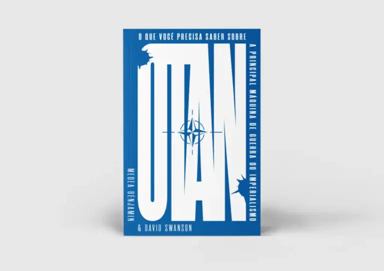 Capa de "Otan: o que você precisa saber sobre a principal máquina de guerra do imperialismo" (2026), publicado no Brasil pela Autonomia Literária. (Foto: Divulgação / Autonomia Literária)